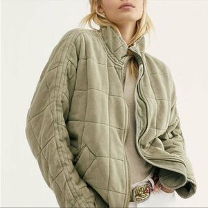 Free people quilted dolman jacket in olive
